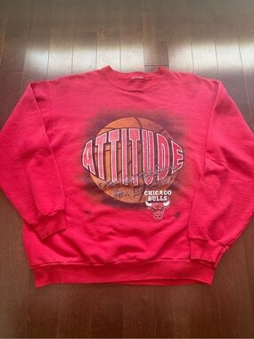 Vintage Chicago Bulls 90’s NBA 'Attitude' Graphic Boxy Crewneck Sweatshirt